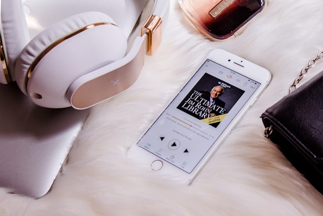 Person listening to audiobook